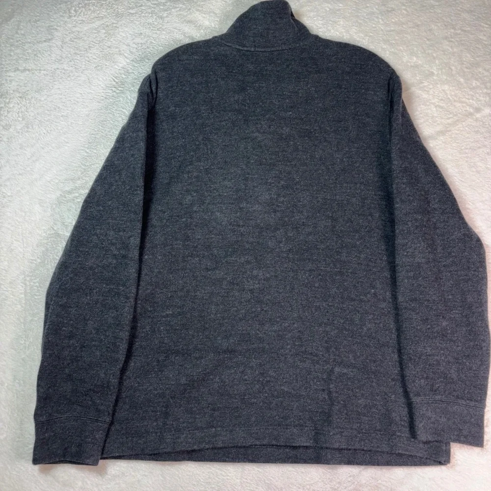 Polo Ralph Lauren Men L Gray 100% Cotton 1/4 Zip Pullover Sweater Turquoise Pony